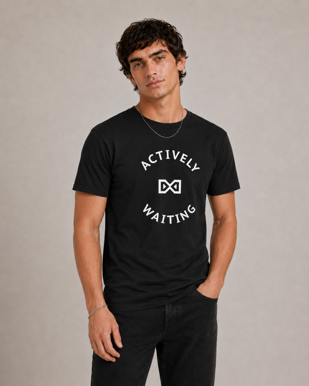 Actively Waiting Graphic T-Shirt – Minimalist Statement Tee