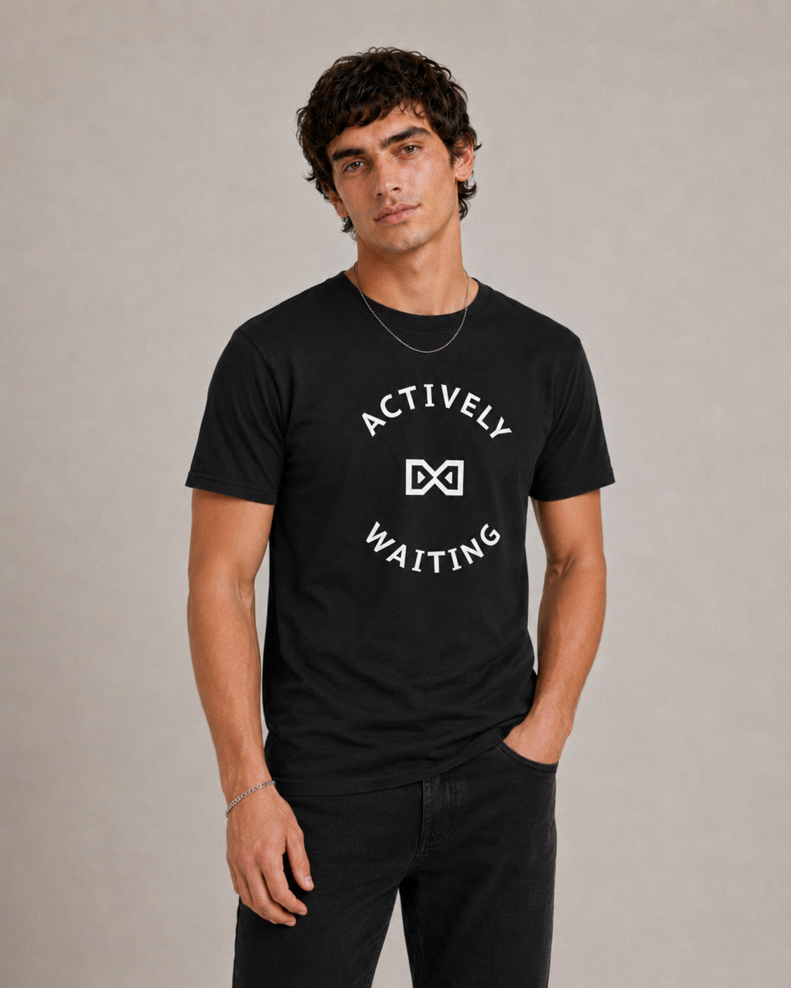 Actively Waiting Graphic T-Shirt – Minimalist Statement Tee