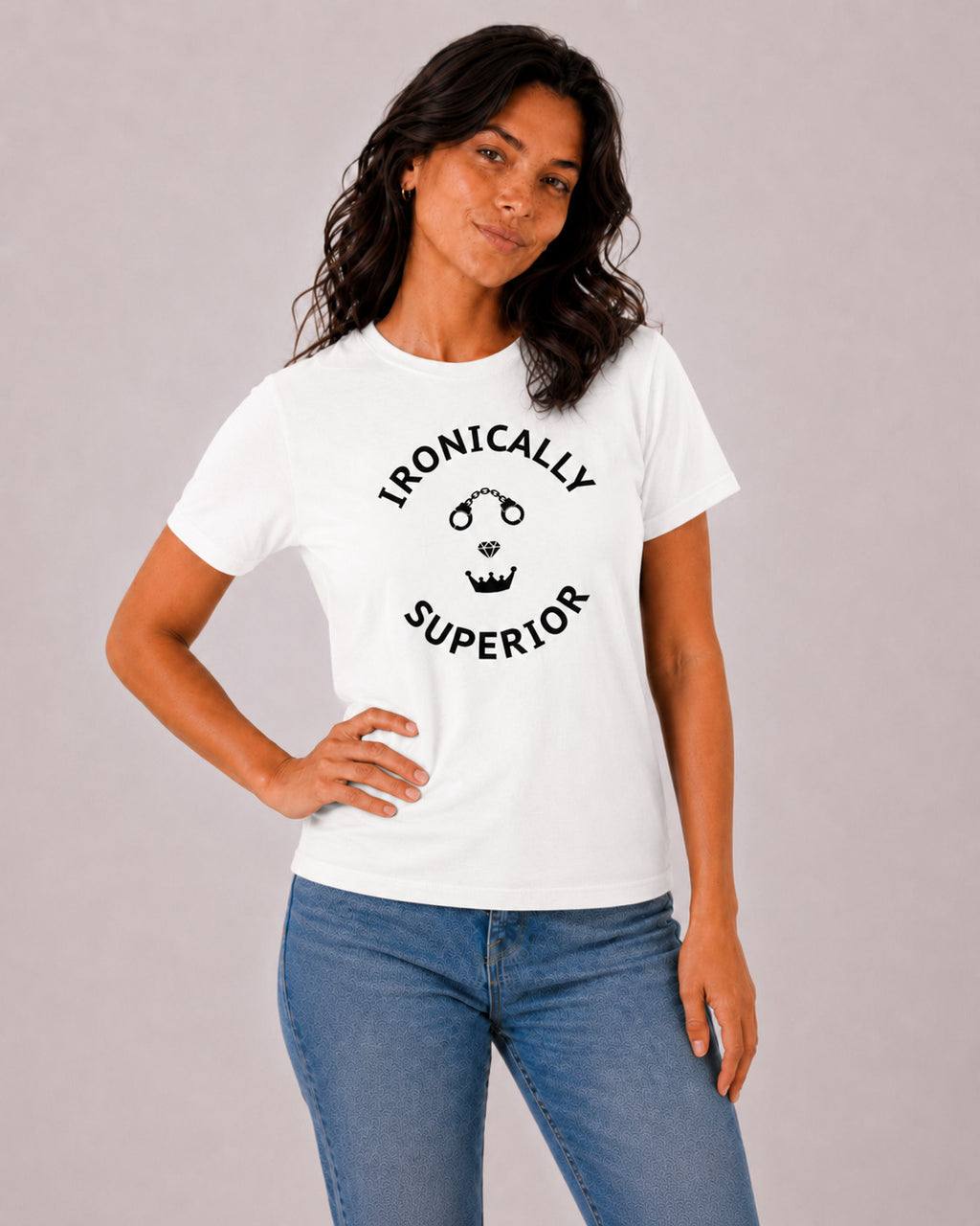 Ironically Superior White Edition — Minimalist Statement Graphic T-Shirt