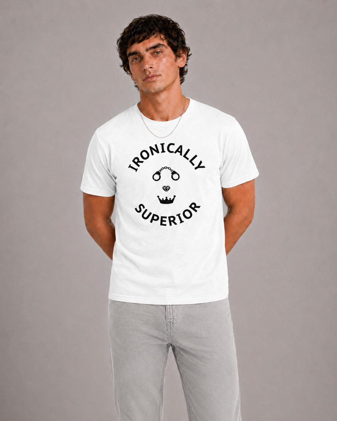 Ironically Superior White Edition — Minimalist Statement Graphic T-Shirt